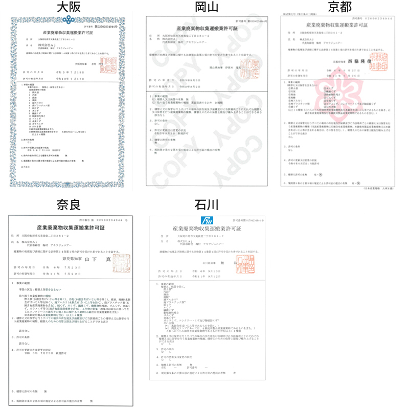 産業廃棄物収集運搬許可証