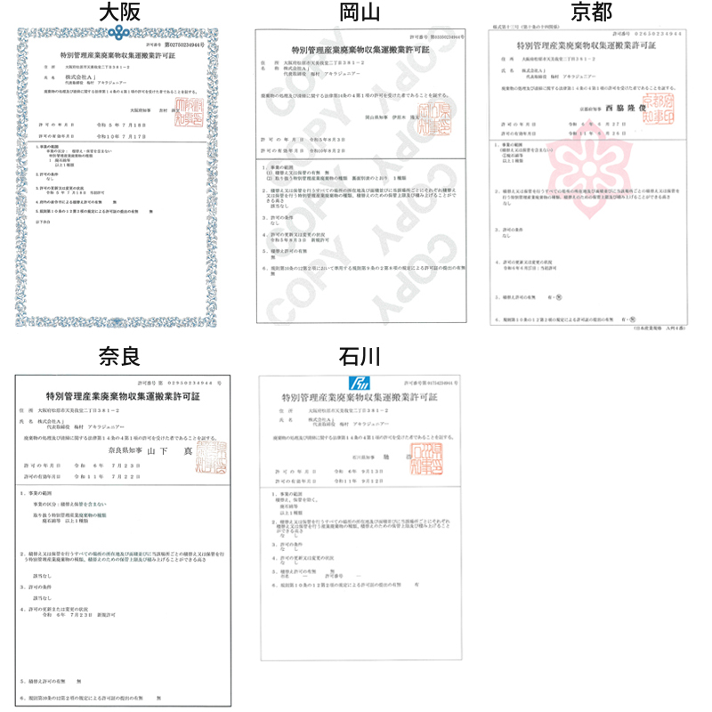 特別管理産業廃棄物収集運搬許可証